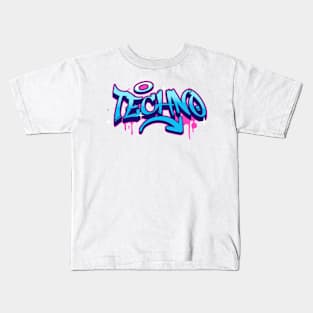 TECHNO  - Graffiti Tech (Blue/pink) Kids T-Shirt